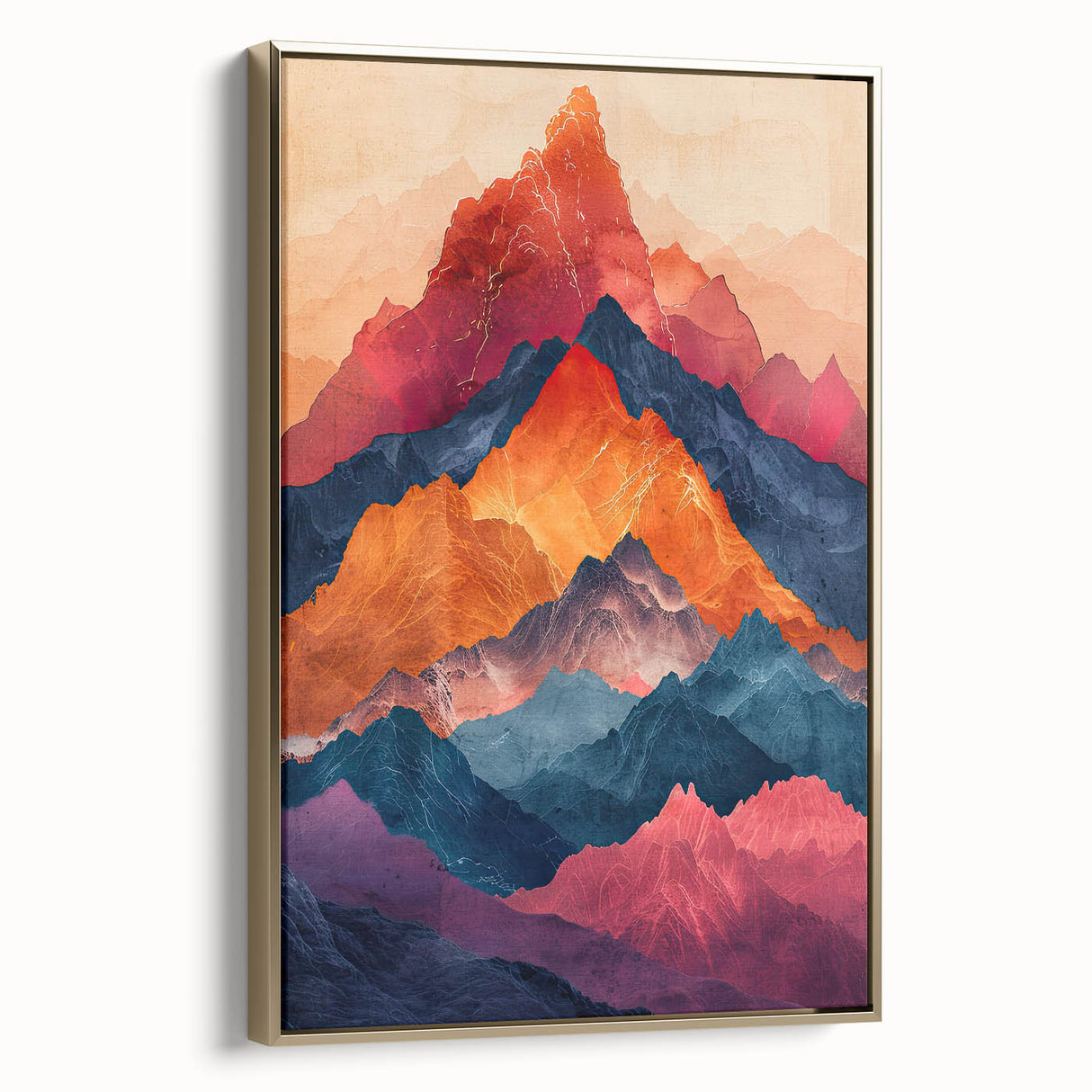 Framed abstract minimalist wall art with a gold accent, displayed in a stylish side view. This contemporary canvas piece enhances modern decor with elegance.