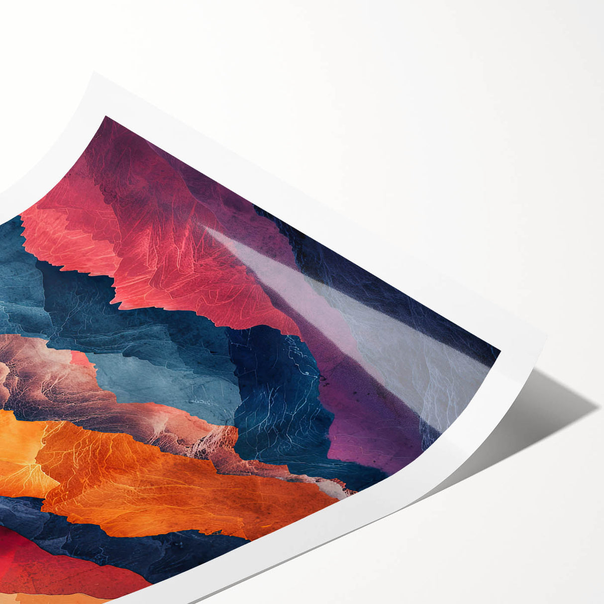 Abstract minimalist wall art print showcasing soft pastel colors and geometric shapes, rolled and ready for display, highlighting modern decor aesthetics.