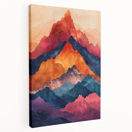Abstract minimalist wall art on stretched canvas showcasing soft pastel colors and geometric patterns, displayed from a side view to highlight its depth and texture.