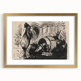 Expressionist Art: The Cock and the Dog | Black and White Abstract Print