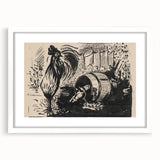 Expressionist Art: The Cock and the Dog | Black and White Abstract Print