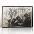 Expressionist Art: The Cock and the Dog | Black and White Abstract Print