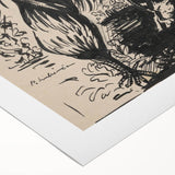 Expressionist Art: The Cock and the Dog | Black and White Abstract Print