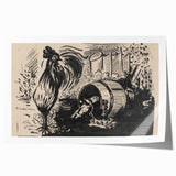 Expressionist Art: The Cock and the Dog | Black and White Abstract Print