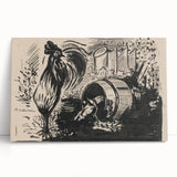 Expressionist Art: The Cock and the Dog | Black and White Abstract Print