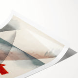 Abstract Minimalist Modern Art - Geometric Shapes with Bold Red Accent