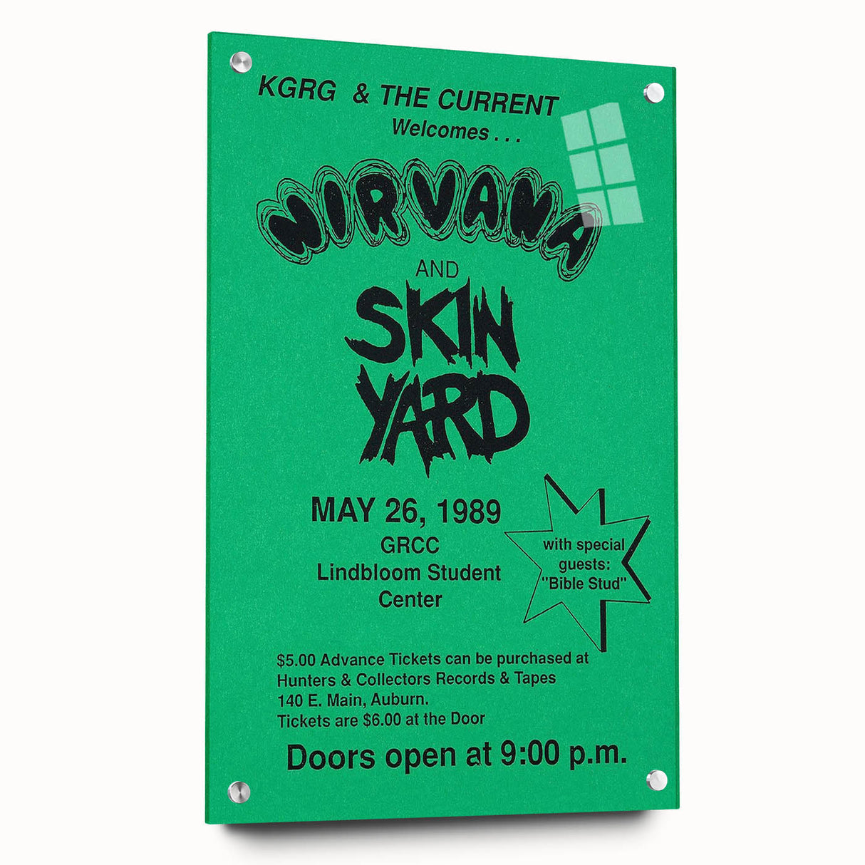 Nirvana 1989 Concert Poster - Vintage Retro Wall Art for Music Fans