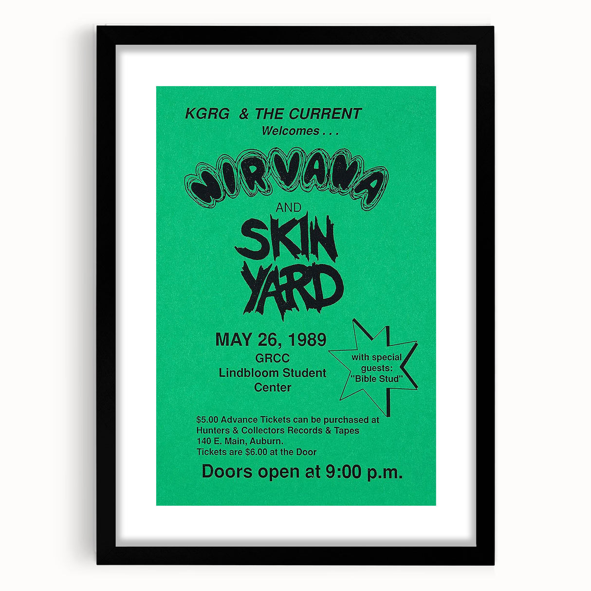 Nirvana 1989 Concert Poster - Vintage Retro Wall Art for Music Fans