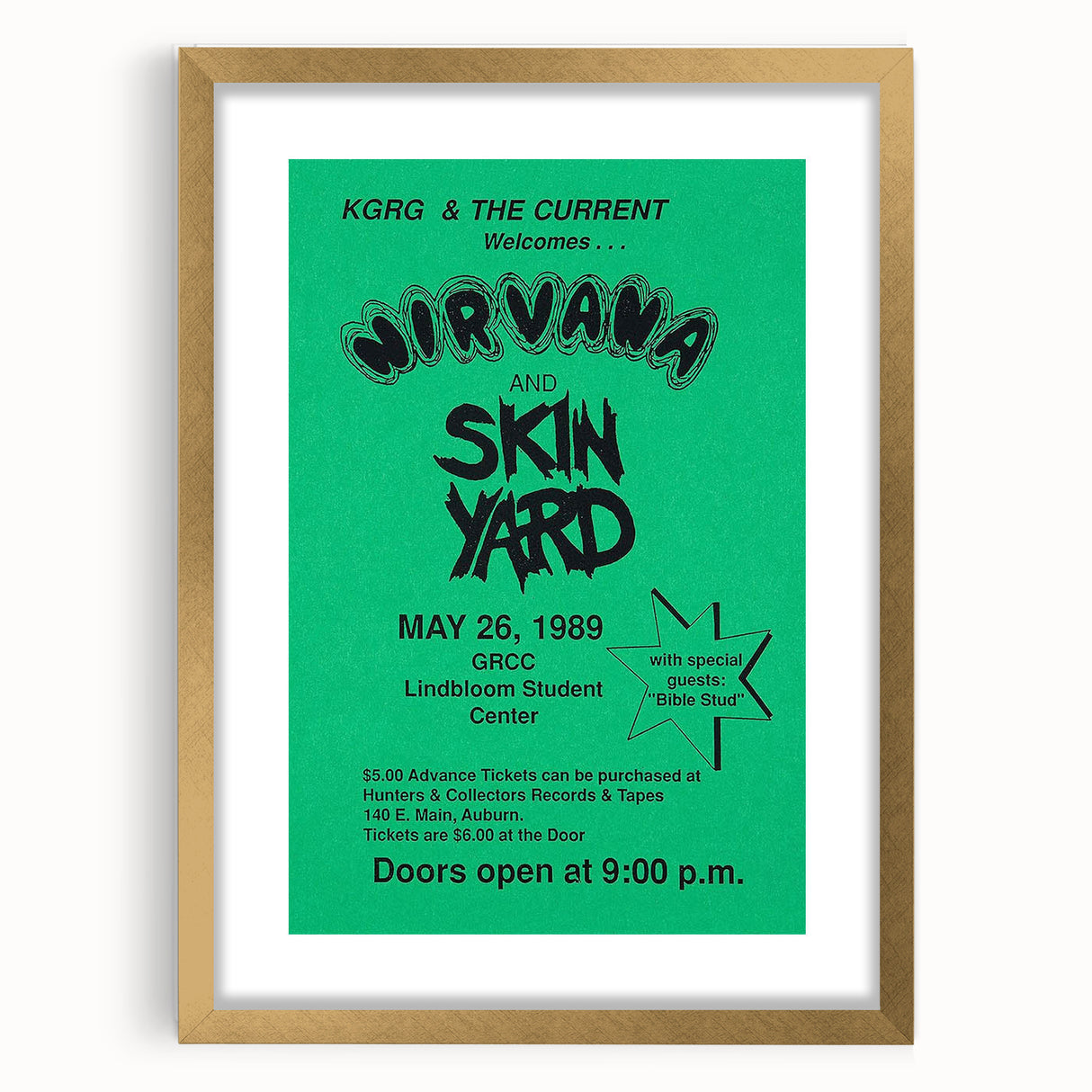 Nirvana 1989 Concert Poster - Vintage Retro Wall Art for Music Fans