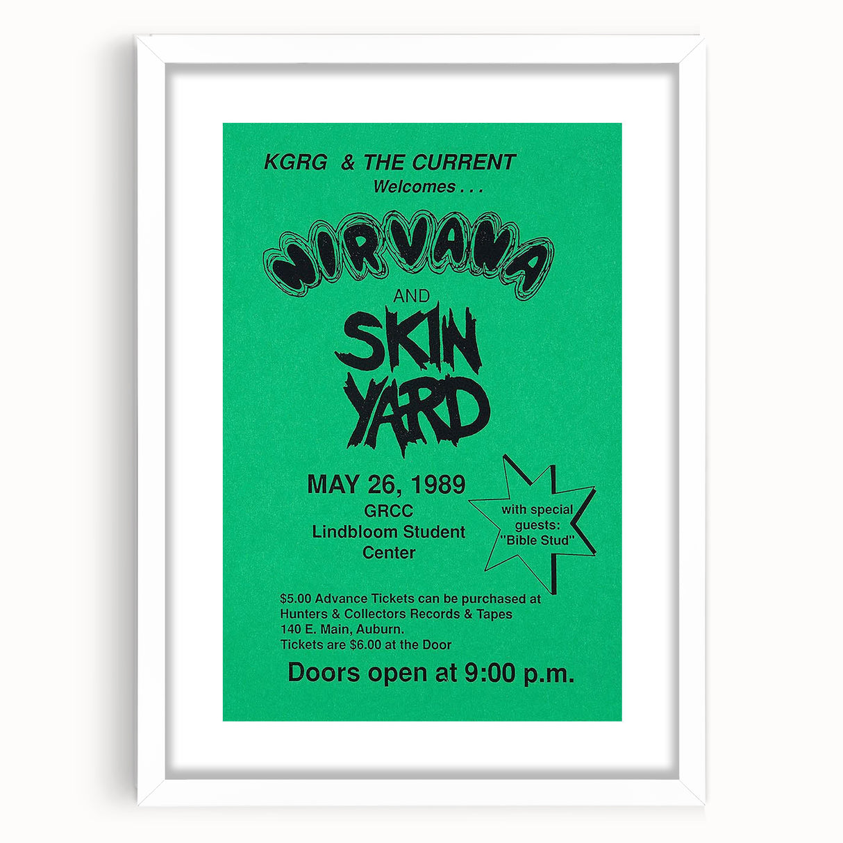 Nirvana 1989 Concert Poster - Vintage Retro Wall Art for Music Fans