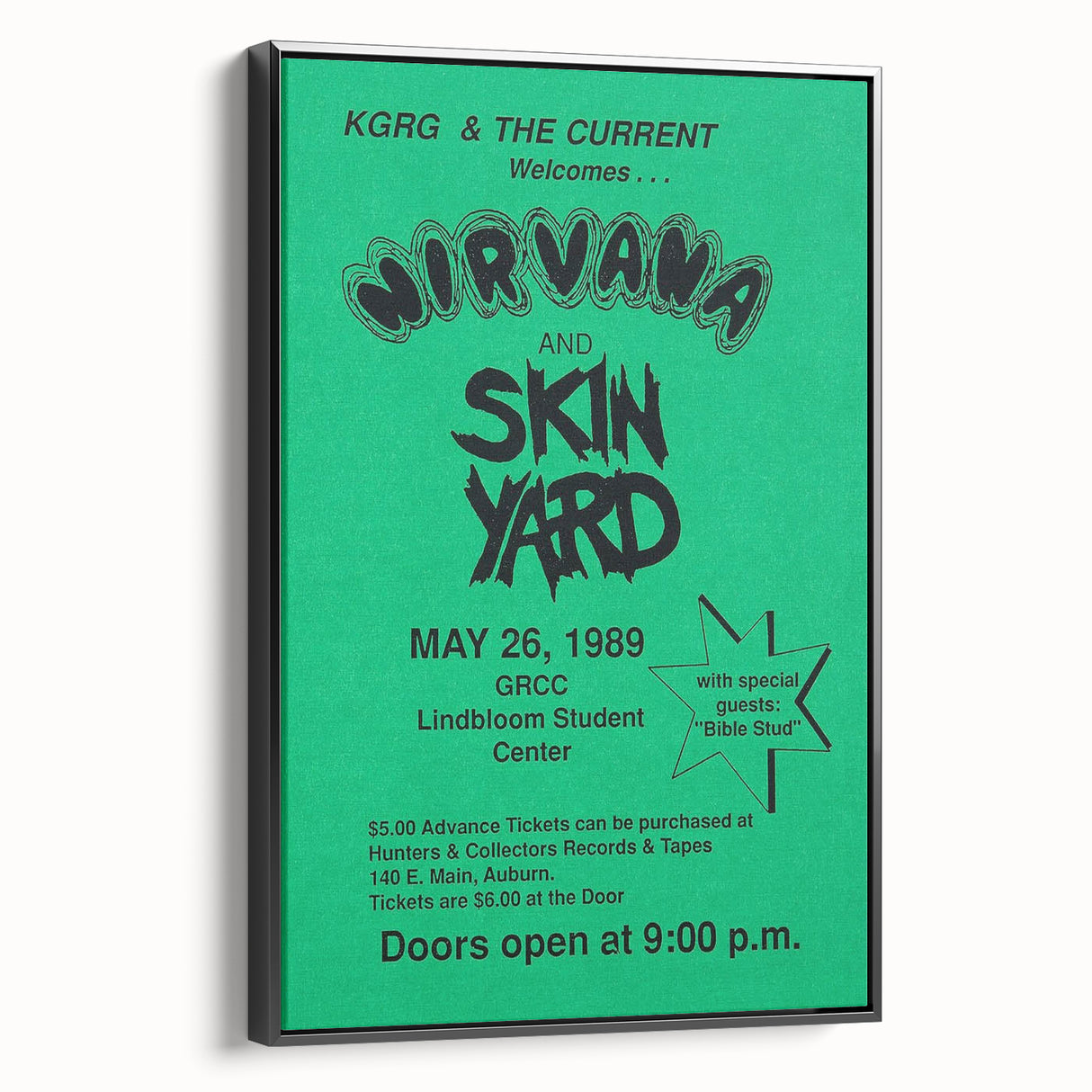 Nirvana 1989 Concert Poster - Vintage Retro Wall Art for Music Fans