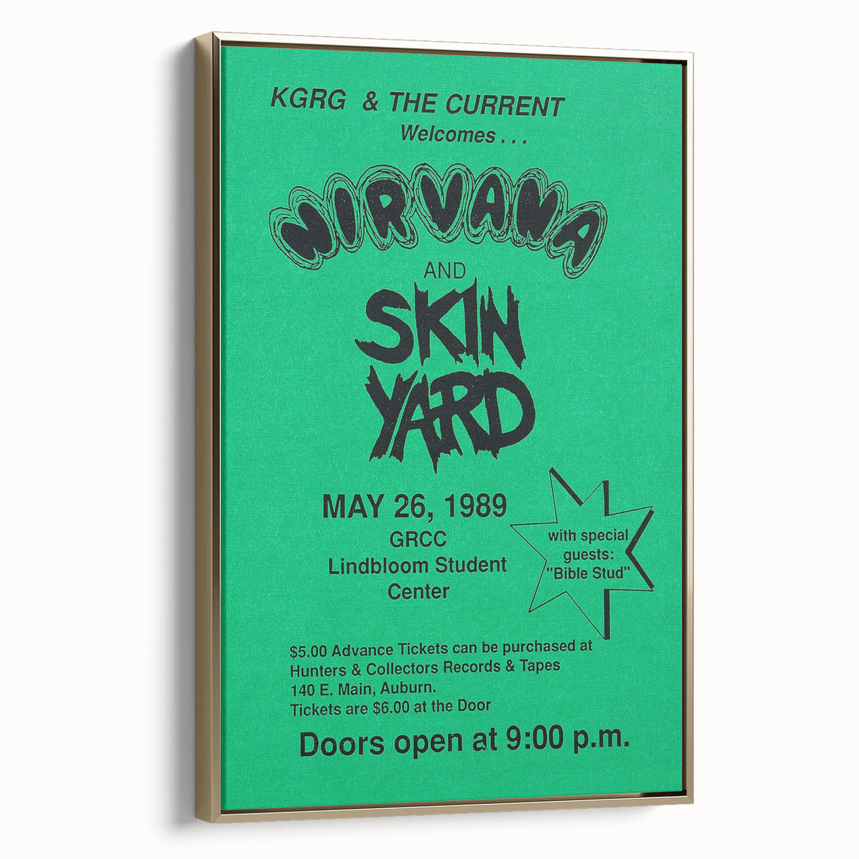 Nirvana 1989 Concert Poster - Vintage Retro Wall Art for Music Fans
