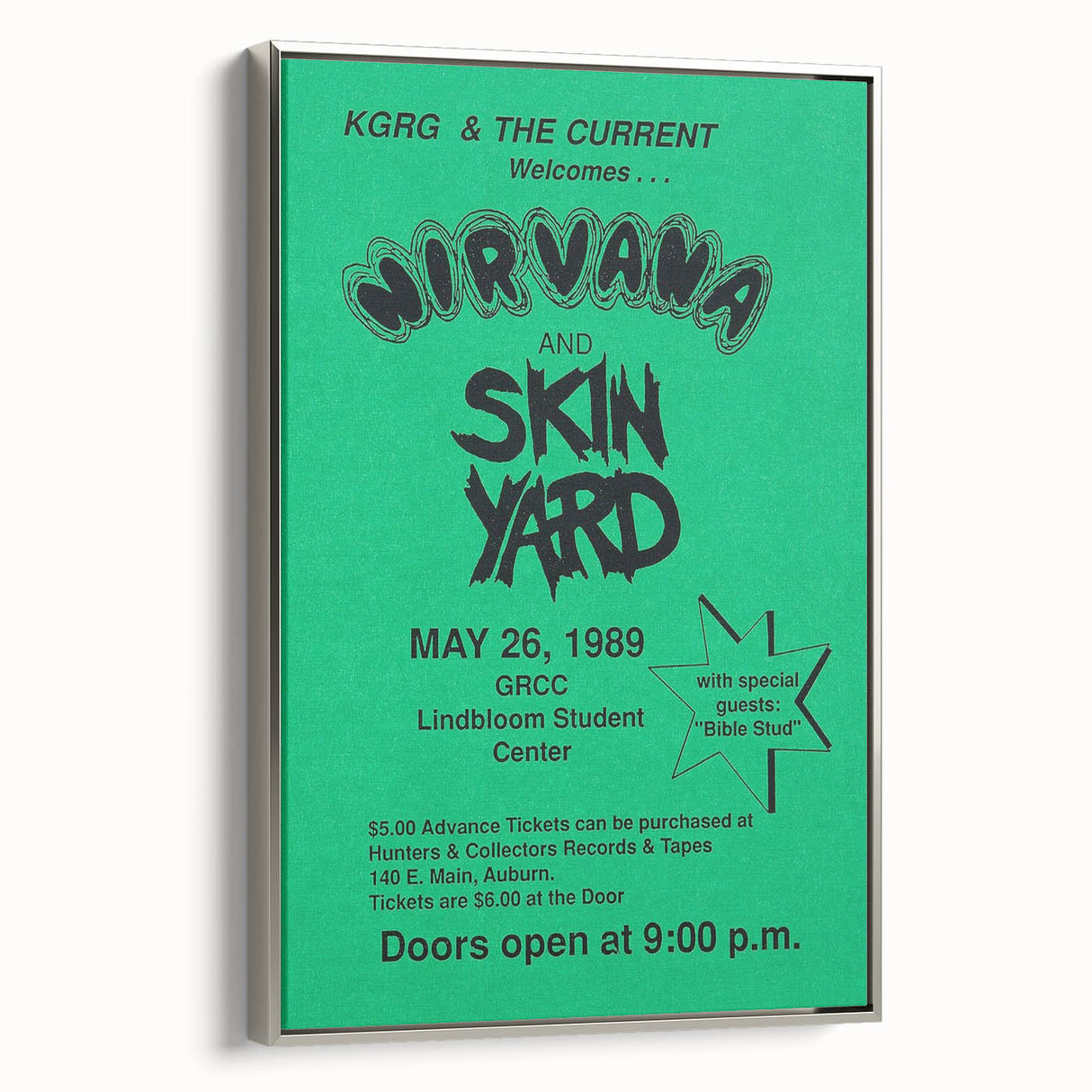 Nirvana 1989 Concert Poster - Vintage Retro Wall Art for Music Fans