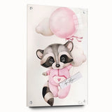 Floating Baby Raccoon Girls Room Wall Art - Dreamy Nursery Print