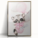 Floating Baby Raccoon Girls Room Wall Art - Dreamy Nursery Print