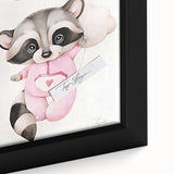 Floating Baby Raccoon Girls Room Wall Art - Dreamy Nursery Print