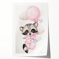 Floating Baby Raccoon Girls Room Wall Art - Dreamy Nursery Print