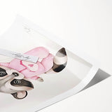 Floating Baby Raccoon Girls Room Wall Art - Dreamy Nursery Print