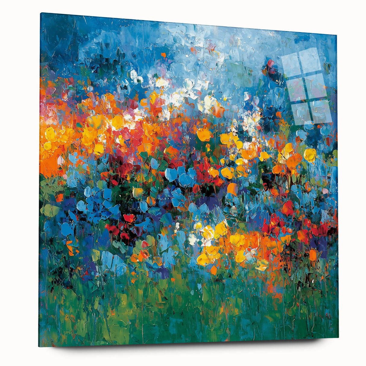 Contemporary Abstract Canvas – Vibrant Floral Blue Wall Art Print