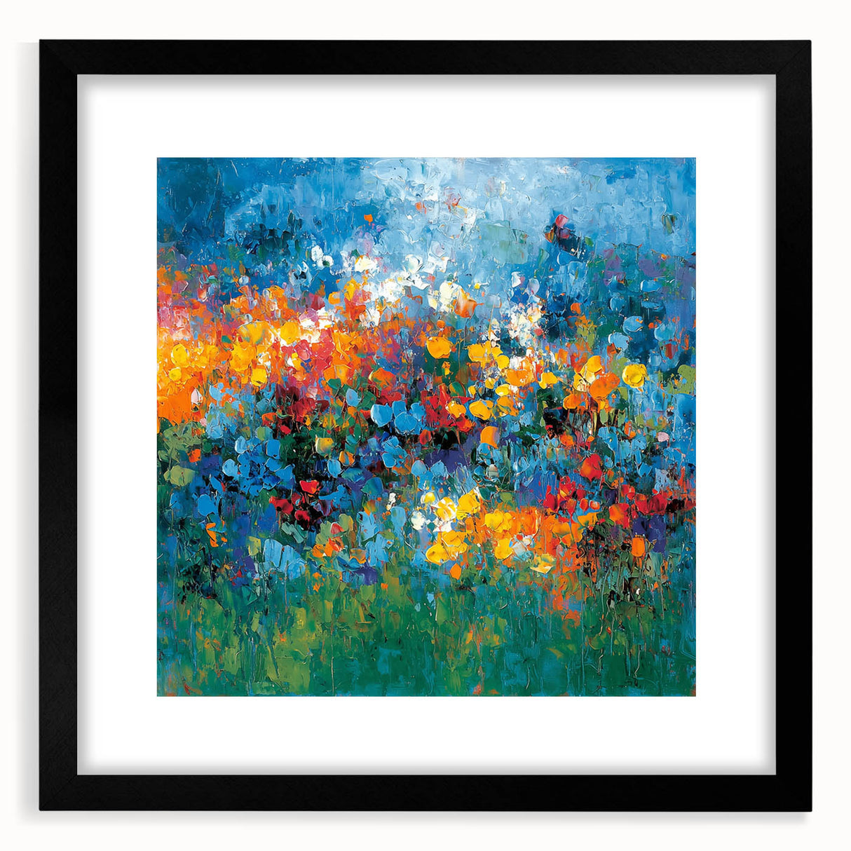 Contemporary Abstract Canvas – Vibrant Floral Blue Wall Art Print