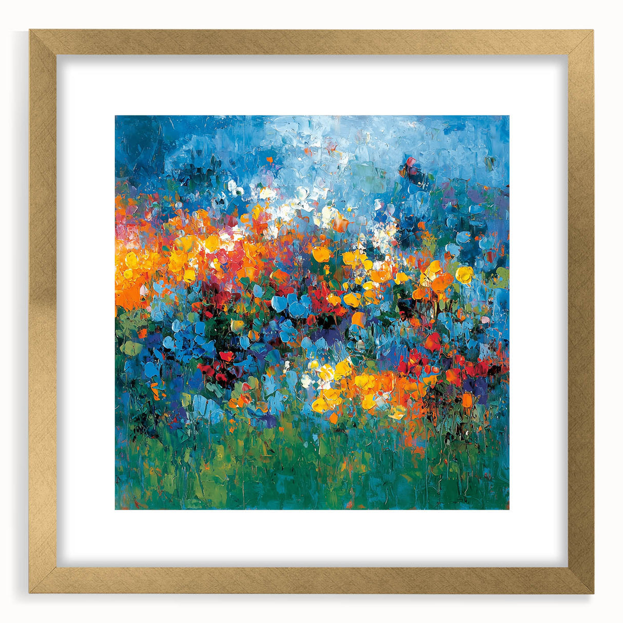 Contemporary Abstract Canvas – Vibrant Floral Blue Wall Art Print