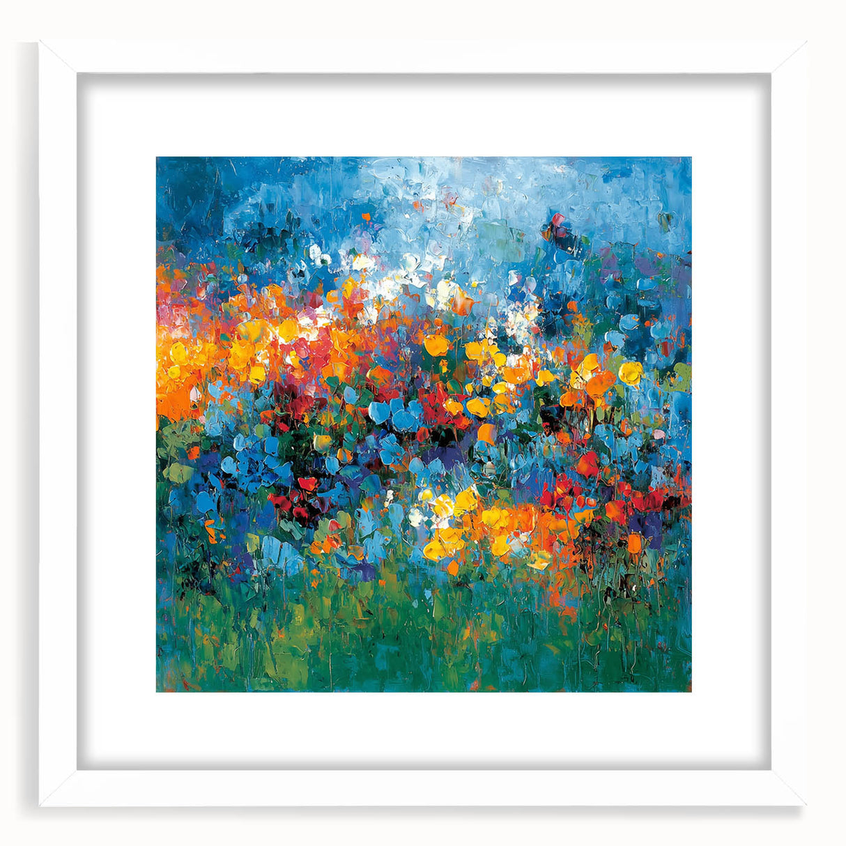 Contemporary Abstract Canvas – Vibrant Floral Blue Wall Art Print