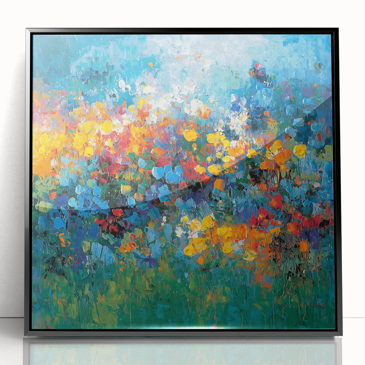 Contemporary Abstract Canvas – Vibrant Floral Blue Wall Art Print