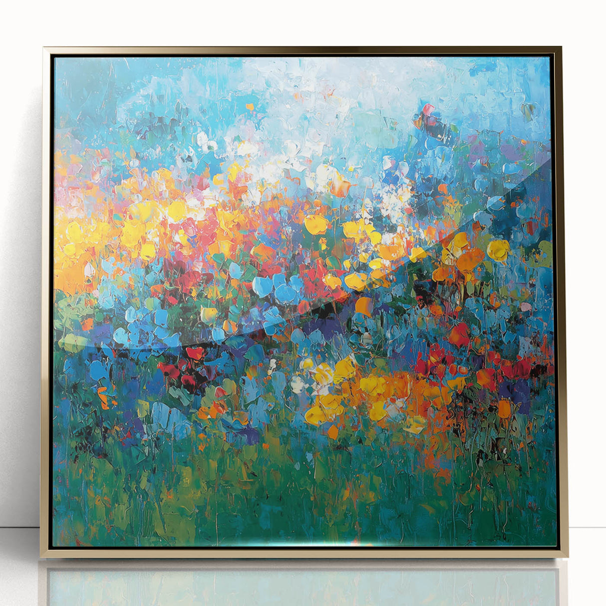 Contemporary Abstract Canvas – Vibrant Floral Blue Wall Art Print