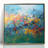 Contemporary Abstract Canvas – Vibrant Floral Blue Wall Art Print