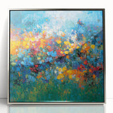 Contemporary Abstract Canvas – Vibrant Floral Blue Wall Art Print