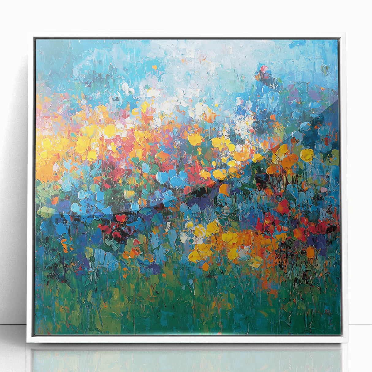 Contemporary Abstract Canvas – Vibrant Floral Blue Wall Art Print