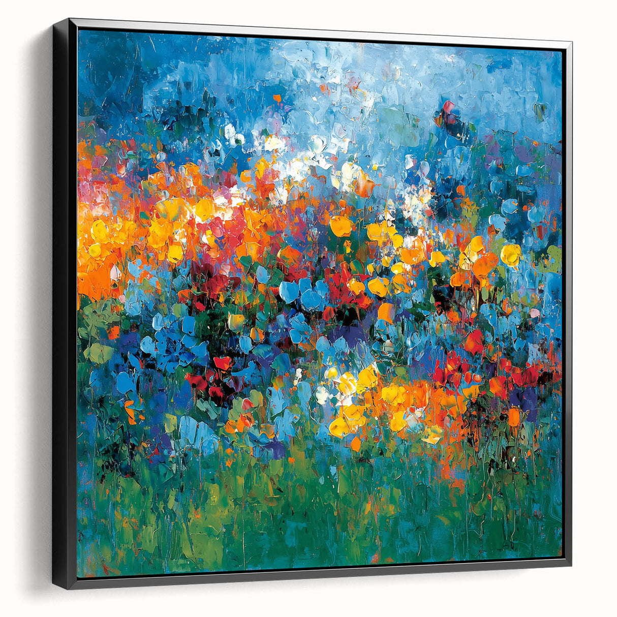 Contemporary Abstract Canvas – Vibrant Floral Blue Wall Art Print