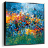 Contemporary Abstract Canvas – Vibrant Floral Blue Wall Art Print