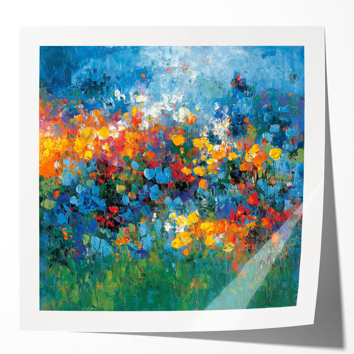 Contemporary Abstract Canvas – Vibrant Floral Blue Wall Art Print