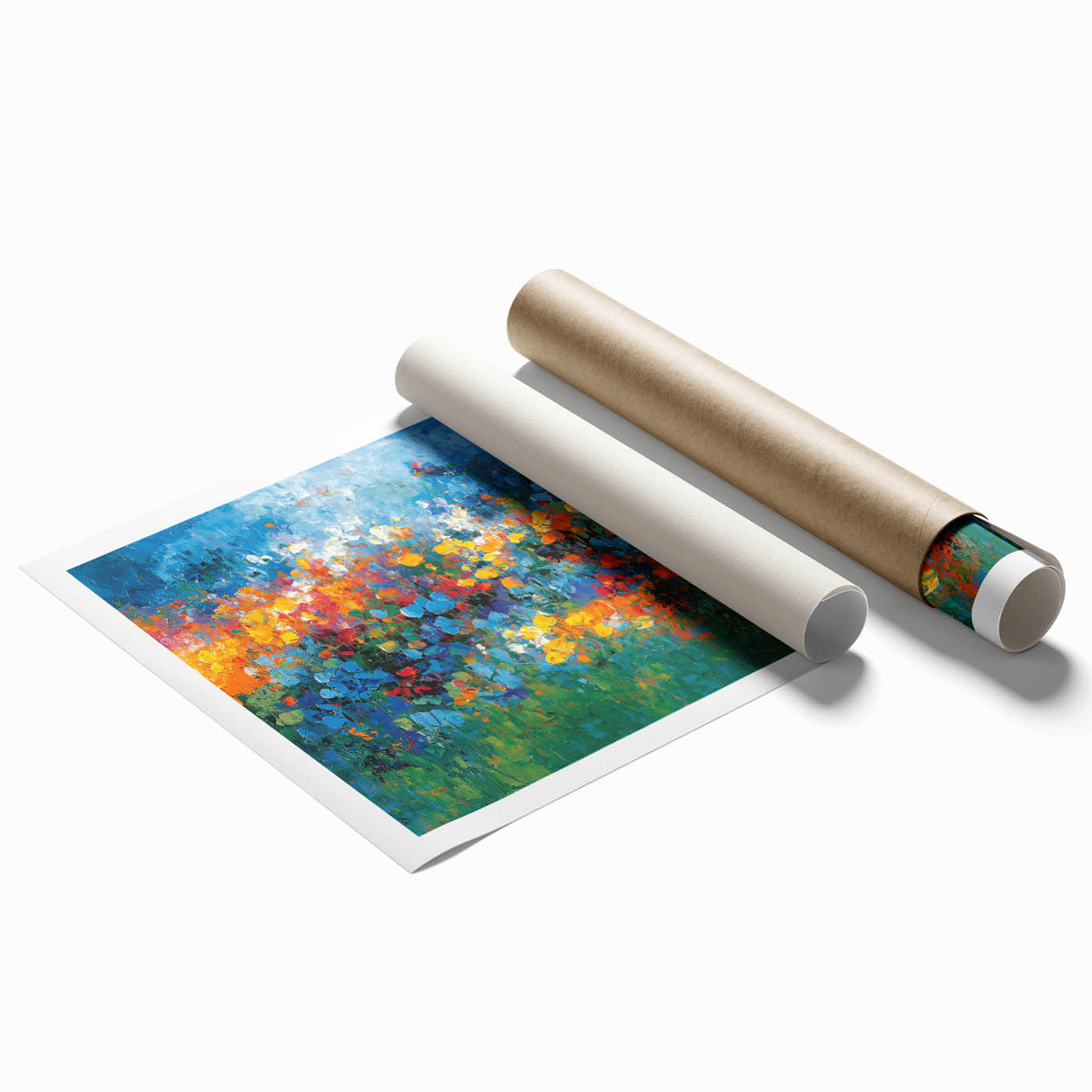 Contemporary Abstract Canvas – Vibrant Floral Blue Wall Art Print