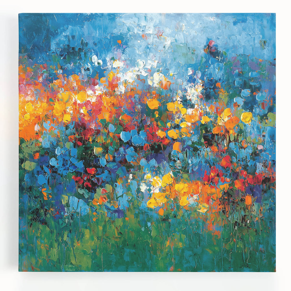 Contemporary Abstract Canvas – Vibrant Floral Blue Wall Art Print
