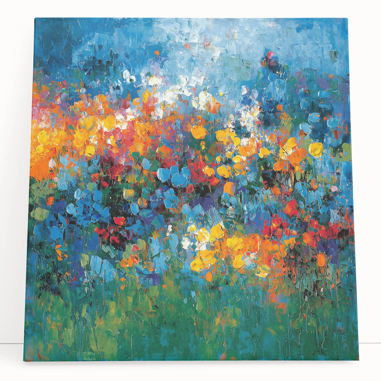 Contemporary Abstract Canvas – Vibrant Floral Blue Wall Art Print