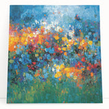 Contemporary Abstract Canvas – Vibrant Floral Blue Wall Art Print