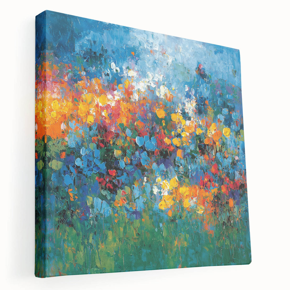 Contemporary Abstract Canvas – Vibrant Floral Blue Wall Art Print