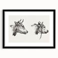 Realism Animal Study Art Print - Two Bull Heads by Jean Bernard