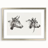 Realism Animal Study Art Print - Two Bull Heads by Jean Bernard