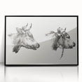 Realism Animal Study Art Print - Two Bull Heads by Jean Bernard