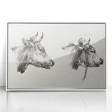 Realism Animal Study Art Print - Two Bull Heads by Jean Bernard