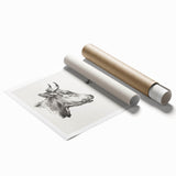 Realism Animal Study Art Print - Two Bull Heads by Jean Bernard