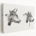 Realism Animal Study Art Print - Two Bull Heads by Jean Bernard