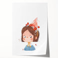 Whimsical Girl with Mushroom Hat Wall Art - Storybook Nursery Print