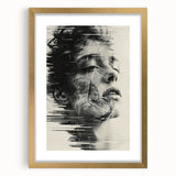 Abstract minimalist wall art framed in gold, featuring subtle geometric patterns and soft color gradients, perfect for modern home decor and interior design.