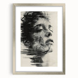 Abstract minimalist wall art framed in silver with a mat, showcasing a modern design that complements contemporary interior decor, perfect for stylish home aesthetics.