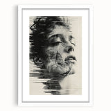 Abstract minimalist wall art framed with a white mat, showcasing soft pastel colors and geometric patterns, perfect for modern home decor or office spaces.