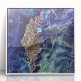 Abstract Impressionist Ocean Wall Art - Swirling Phytoplankton Print